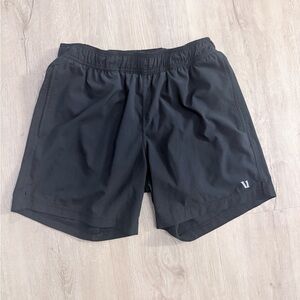 Vuori Black Men’s Athletic Shorts with V Logo